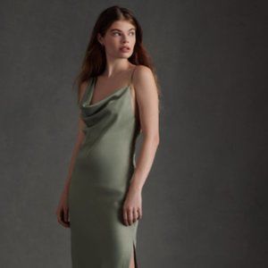BHLDN August Satin Charmeuse Midi Dress - Moss